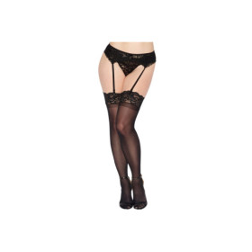 Bas fins nylon noirs jarretières dentelle 